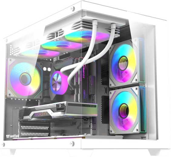 DarkFlash B275 Pro fehér számítógépház 6 ventilátorral