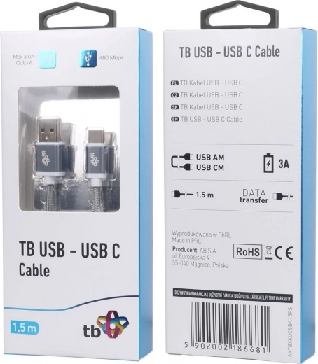 USB-C Kábel 1.5m Szürke Prémium