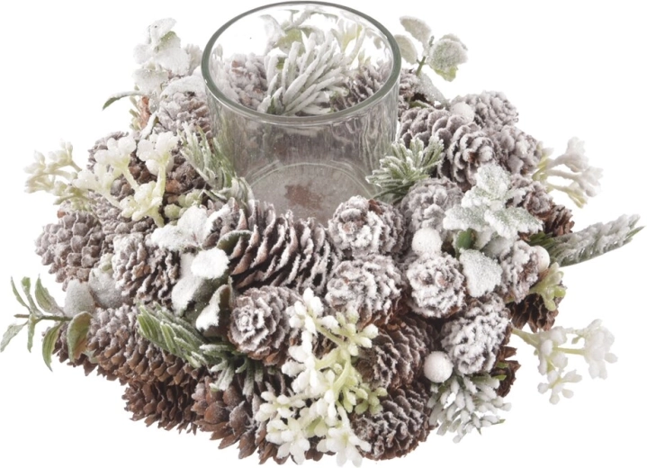 Hóhatású, toboz formájú gyertyatartó, 24 cm