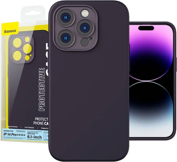 Baseus szilikon tok iPhone 14 Pro-hoz edzett üveggel és tisztítókészlettel
