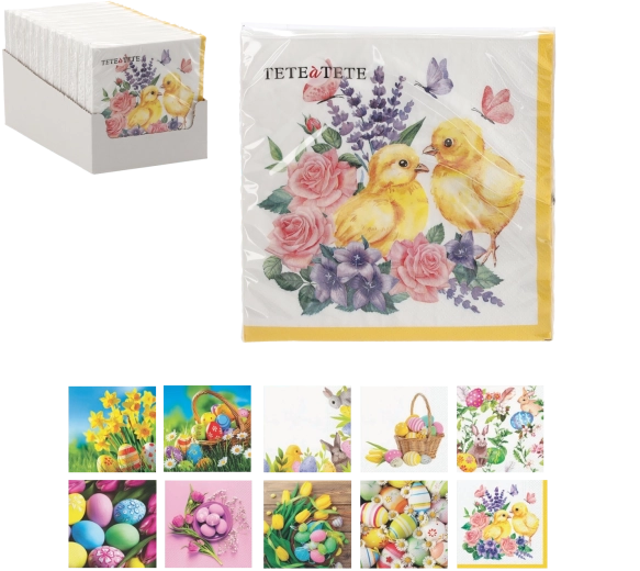 Húsvéti papírszalvéták Bárány a virágok között 33 × 33 cm, 3 rétegű, 20 db