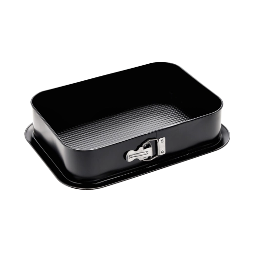 Téglalap alakú tortaforma levehető peremmel 34 × 24 cm, fekete