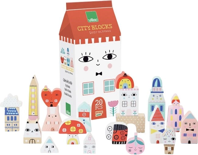 Fa építőkockák Városi ház