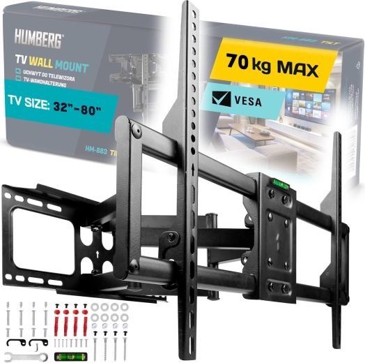Fali TV-tartó 32–80" Humberg, teherbírás 70 kg