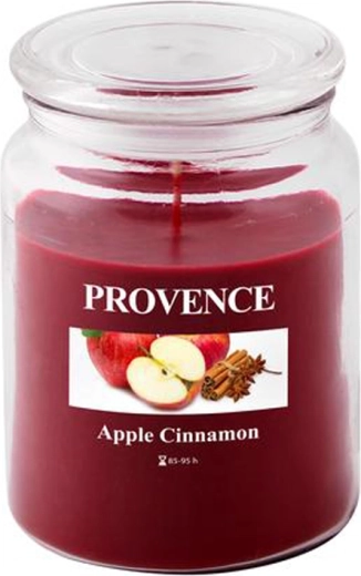 Illatgyertya üvegben alma és fahéj PROVENCE 95 óra
