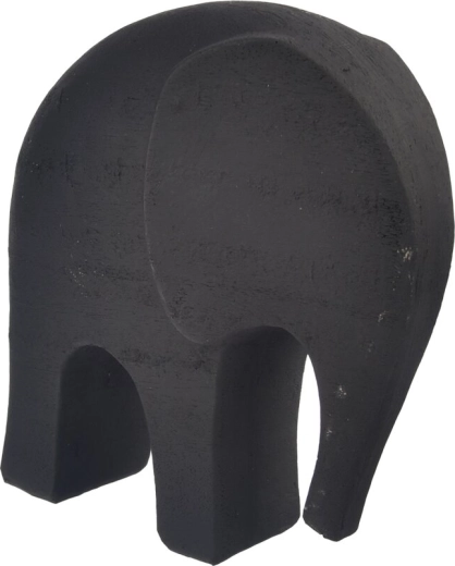 Dekoratív elefánt szobor polyresinből, fekete, 20 cm