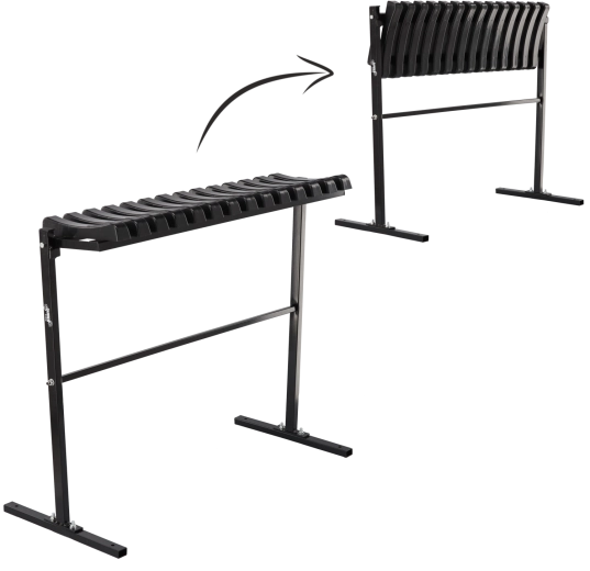 Összecsukható temetői pad 86 cm, rögzítő talpakkal, fekete