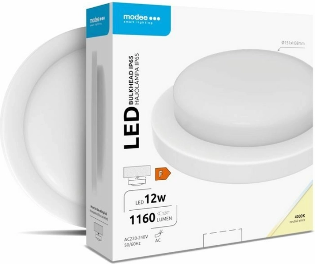 Kerek falra/mennyezetre szerelhető LED lámpatest Modee Bulkhead 12 W 4000 K, fehér