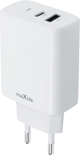 MAXLIFE 20 W hálózati gyorstöltő USB‑C és USB‑A csatlakozóval