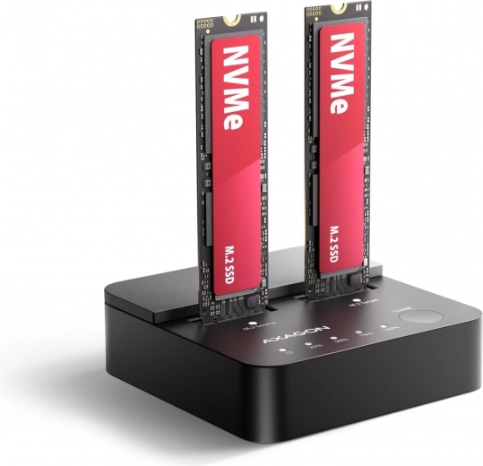 Axagon clone master USB-C 3.2 Gen 2x2 dokkoló és klónozó állomás 2× NVMe M.2-höz (20 Gbps)