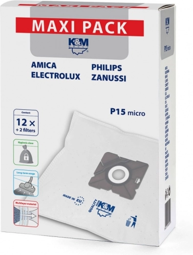 Syntetikus porszsákok P15/Maxi – 12 db + 2 szűrő