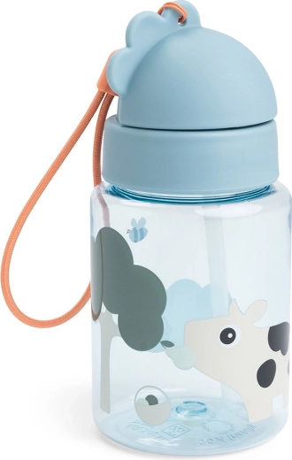Done by Deer gyerek kulacs szívószállal Tiny farm kék 280 ml