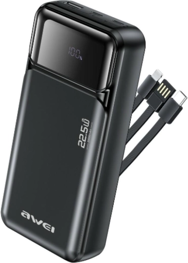 Awei 20000 mAh-s powerbank beépített kábelekkel