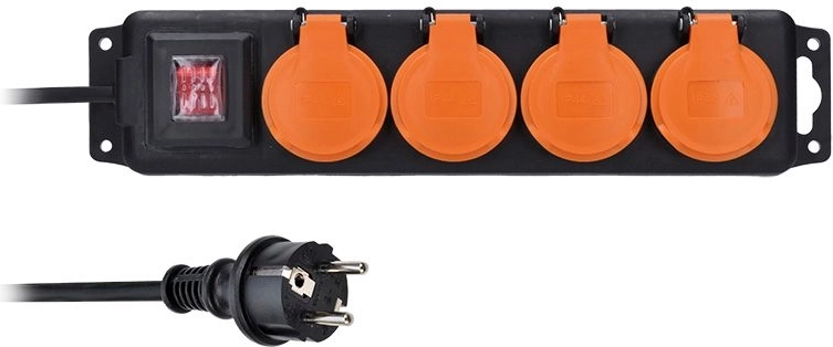 Solight kültéri hosszabbító IP44 védelemmel, kapcsolóval, 4 aljzattal, 3 m