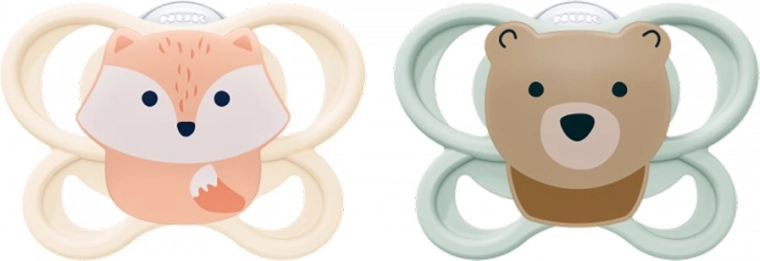 NUK Perfect Match Air cumi újszülötteknek, FOX/BEAR, 2 db