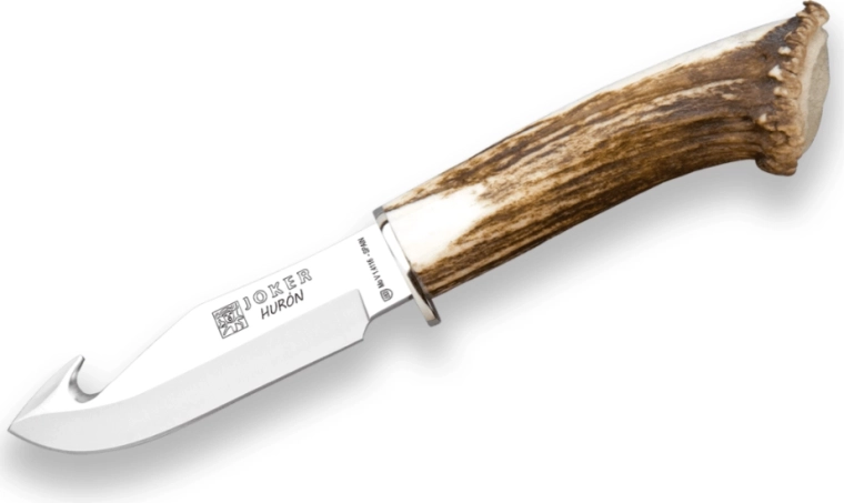 JOKER CN74 vadászkés Desollador Huron 11 cm, agancs, bőrtok