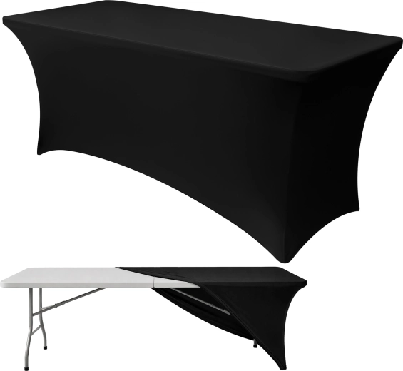Rugalmas, sztreccs bankettasztal-huzat RUHHY 180 × 75 × 75 cm fekete – 1 db