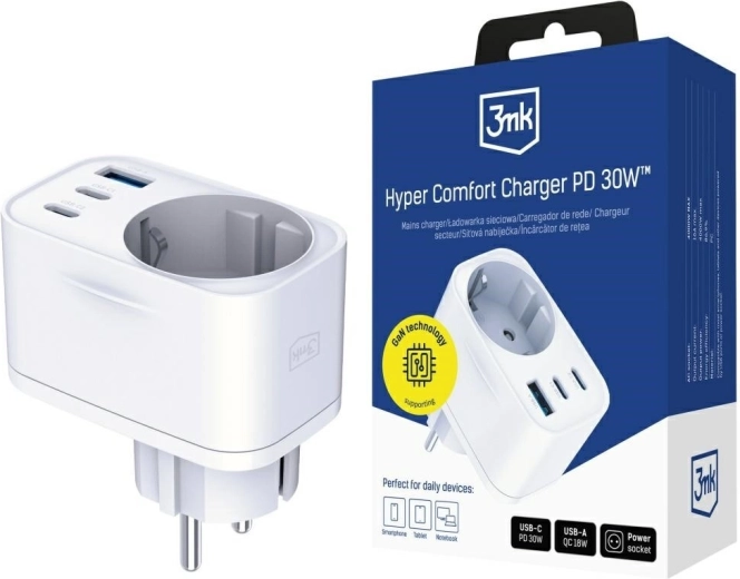 3mk Hyper Comfort Charger 30W fehér hálózati adapter