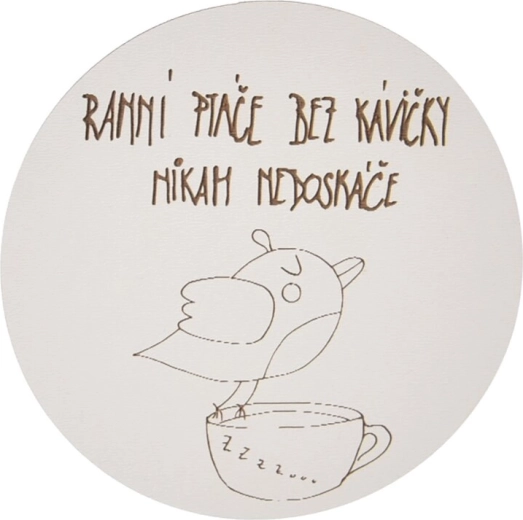 Fa poháralátét „Hajnali madár” mintával, 10 cm