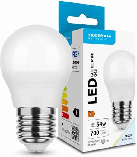 LED izzó Globe Mini G45 7 W E27 hideg fehér 700 lm