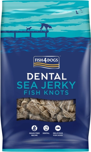 Fish4Dogs Dental Sea fogápoló tengeri jutalomfalatok kutyáknak tengeri halból – csomók 500 g
