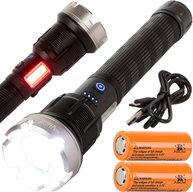 Katonai taktikai zseblámpa LED CREE XHP90-nel és hordozható töltő funkcióval