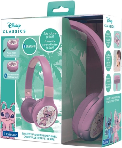 Gyerek összecsukható Bluetooth fejhallgató hangerőkorlátozással STITCH ANGEL 2 az 1-ben