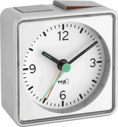TFA Push analóg ébresztőóra csendes járással, ezüstszínű