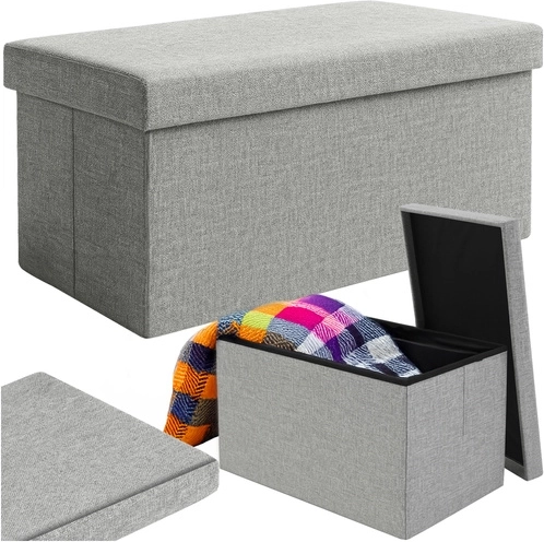 Szürke textil zsámoly tárolóhellyel 76x38x38 cm Ruhhy
