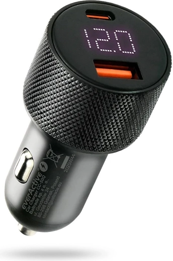 EVERACTIVE 75 W autós töltő USB‑C PD és USB‑A QC 3.0-val