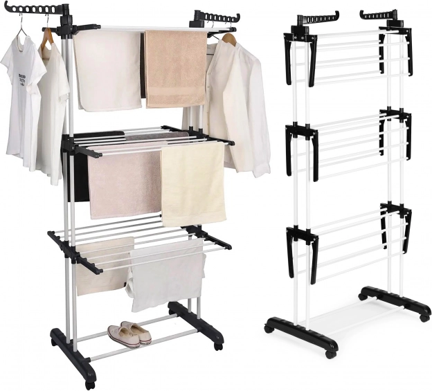 Függőleges ruhaszárító kerekekkel, összecsukható, ModernHome