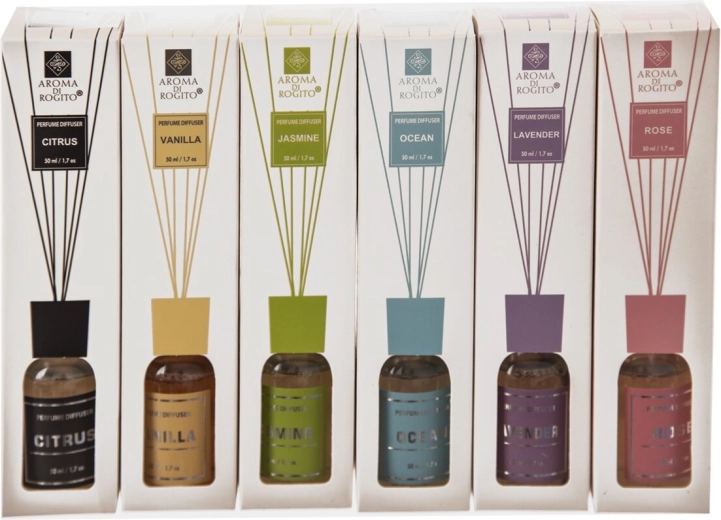 Pálcikás aromadiffúzor 50 ml – 6 változat vegyesen