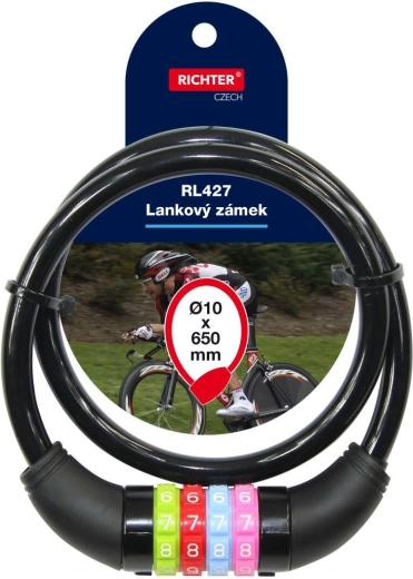 RICHTER számzáras sodronyzár 10 × 650 mm, fekete