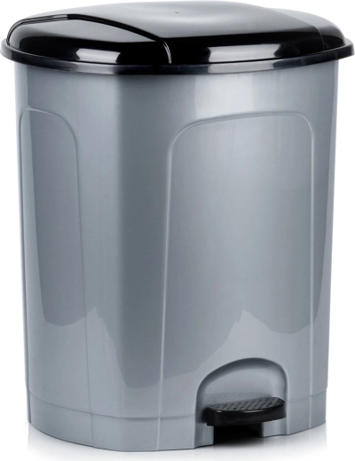 Műanyag pedálos szemetes 50 l, szürke