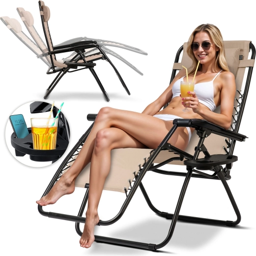 Összecsukható kerti napozóágy párnával Sofotel ChillWell, bézs