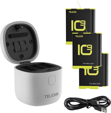 Vízálló Telesin Allin box töltő GoPro Hero 9 / Hero 10-hez + 3 akkumulátor