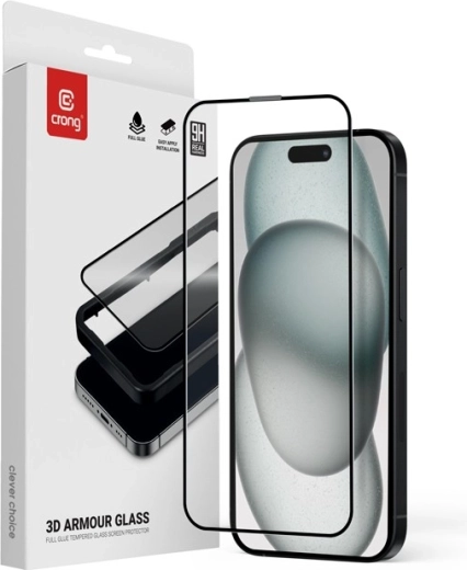 3D edzett üveg 9H Full Glue iPhone 16 / iPhone 15-hez szerelőkerettel