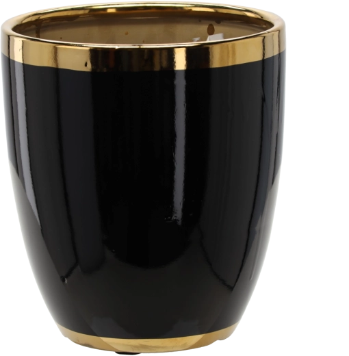 Kerámia kaspó 20,5 × 20,5 × 23 cm fekete arany szegéllyel