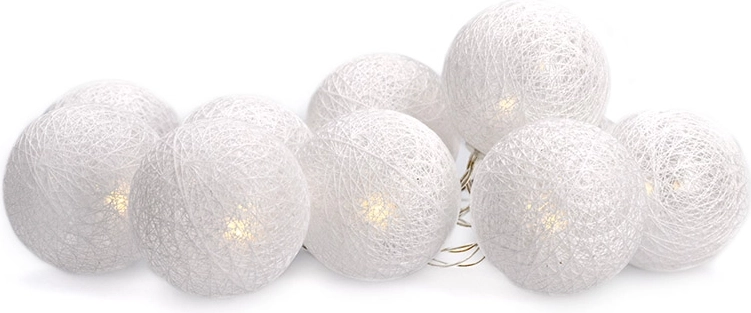 Solight LED karácsonyi fényfüzér pamutgolyókkal, 10 LED, 1,5 m, meleg fehér, elemes