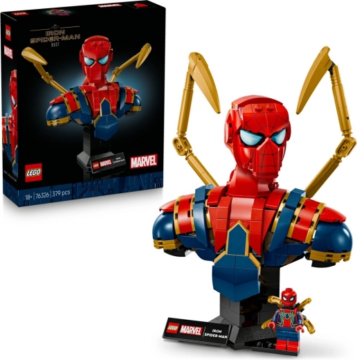 LEGO Marvel Iron Spider-Man mellszobra – gyűjtői kiállítási modell