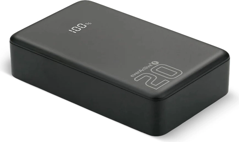 Powerbank 20 000 mAh LCD-vel, 2× USB‑C és USB‑A, 20 W PD/QC4+