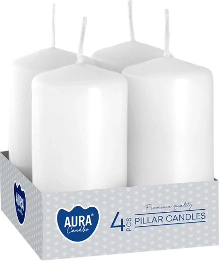 Fehér adventi gyertyák 80 × 40 mm – 4 db
