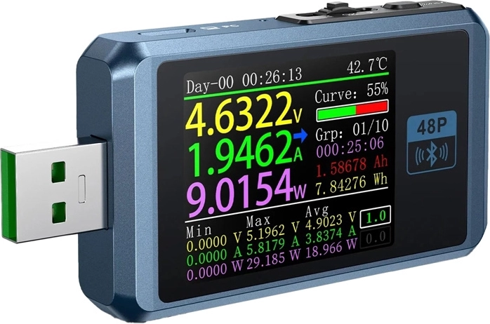 Fnirsi FNB48P BT USB-port teszter Bluetooth-szal