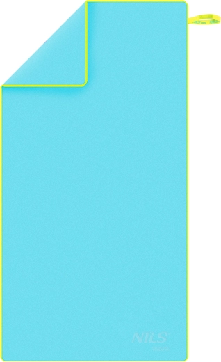 Gyorsan száradó mikroszálas törölköző NILS aqua, világoskék/zöld 140 × 70 cm