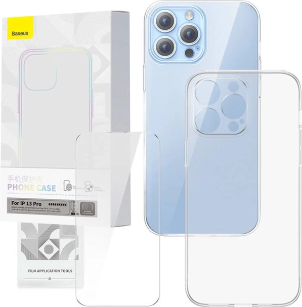 Átlátszó tok és edzett üveg BASEUS Corning iPhone 13 Pro-hoz
