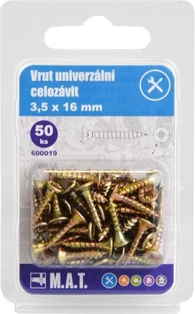 Univerzális, teljes menetes facsavarok 3,5 × 16 mm, horganyzott, 50 db