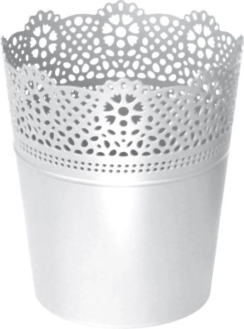 Csipkemintás virágcserép 16 cm fehér LACE