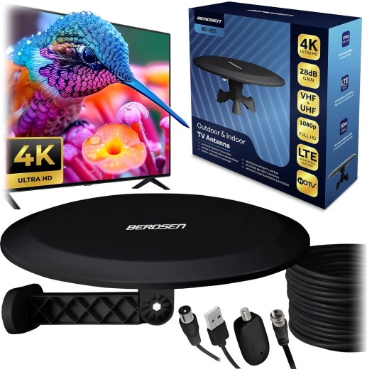 Beltéri és kültéri TV antenna Ultra HD 4K BERDSEN BD-955 fekete