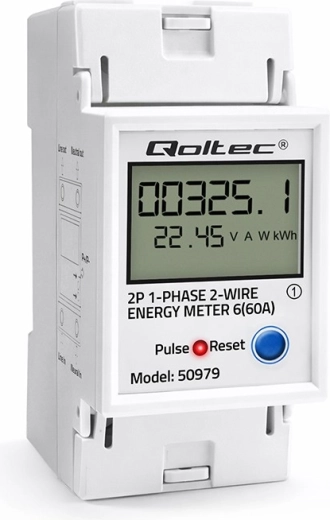 Eg fázisú DIN-sínre szerelhető villanyóra LCD-vel, LED jelzéssel és RESET funkcióval 230 V 60 A