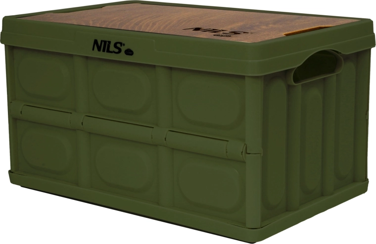 Összecsukható rekesz fa 2 az 1-ben fedéllel, 9 l, zöld